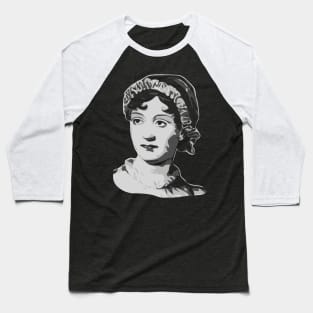 Jane Austen Black and White Baseball T-Shirt